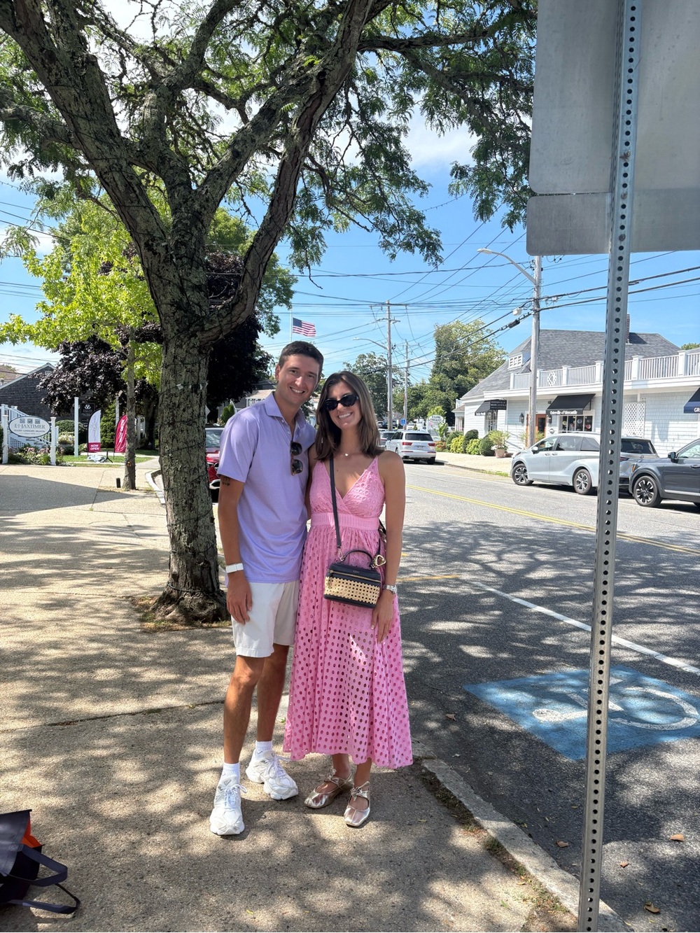 SOLID & STRIPED Pink Eyelet Midi Dress